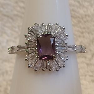 *BP #4517 "Calista" Amethyst Rhodium Plated Size 7 Ring BRAND NEW